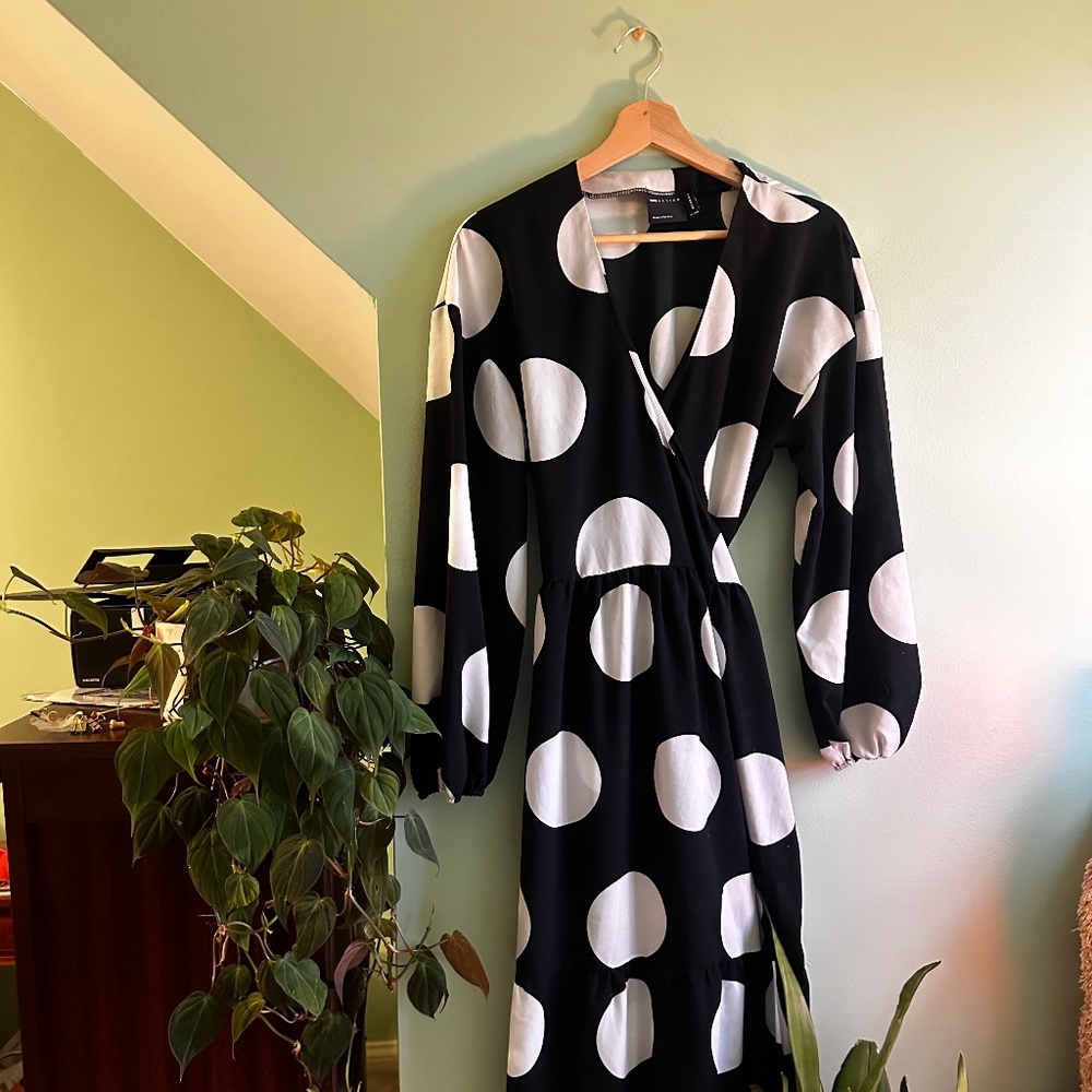 Black and White Wrap Dress